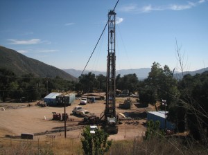 A new oil well is drilled as part of a fracking operation in the Sespe Oil Field, August 2012.