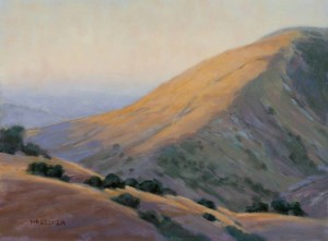"Evening Creeping up Figueroa Mountain" Nancy Becker, oil on canvas, 12" x 16" $995
