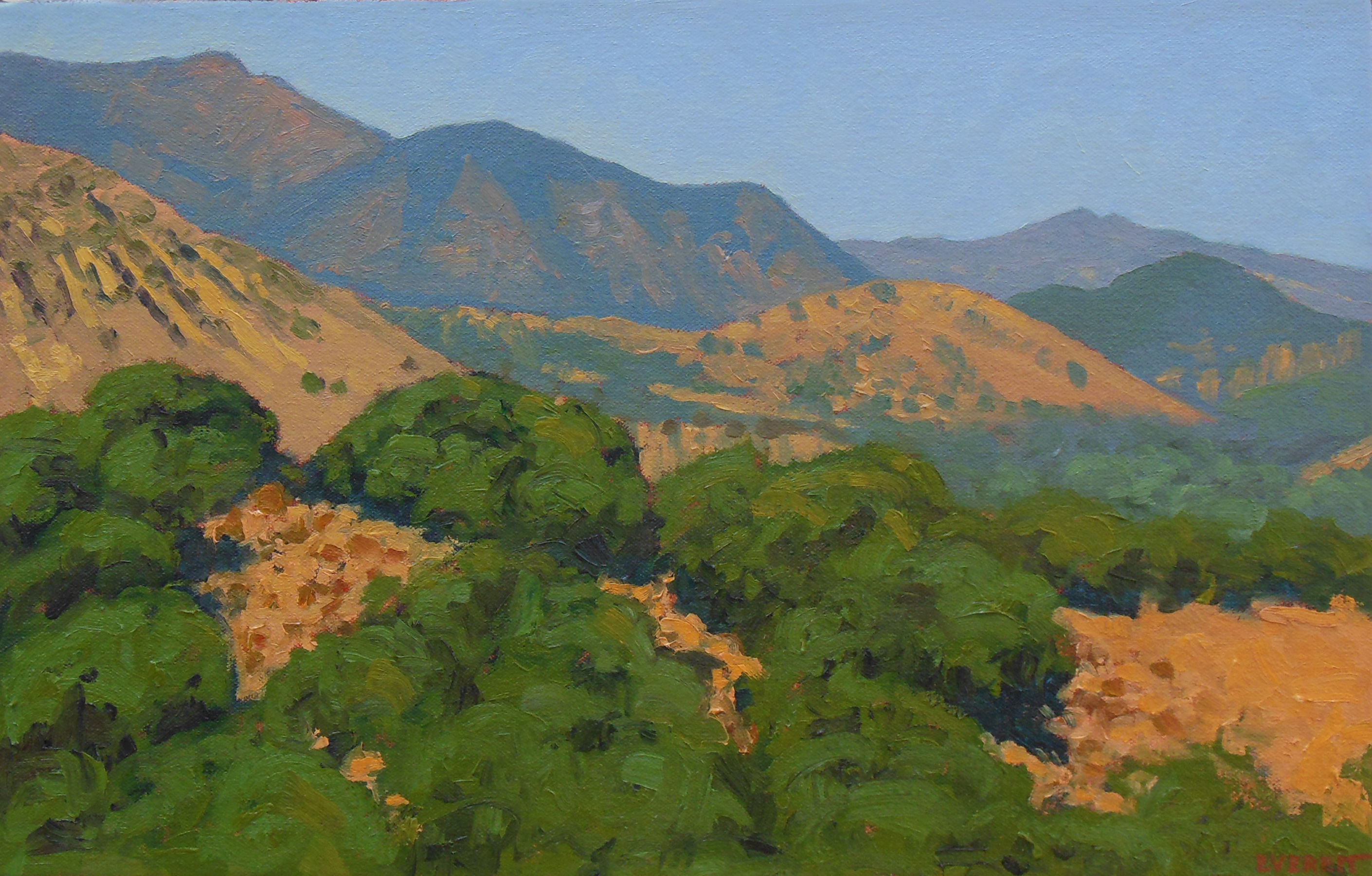 "Vista desde Paradise Road" Bruce Everett, óleo, 11 "x 17" $ 750