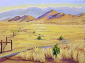 "Carrizo Plain, View from Goodwin Ranch" óleo sobre lienzo 9 "x 12" $ 475
